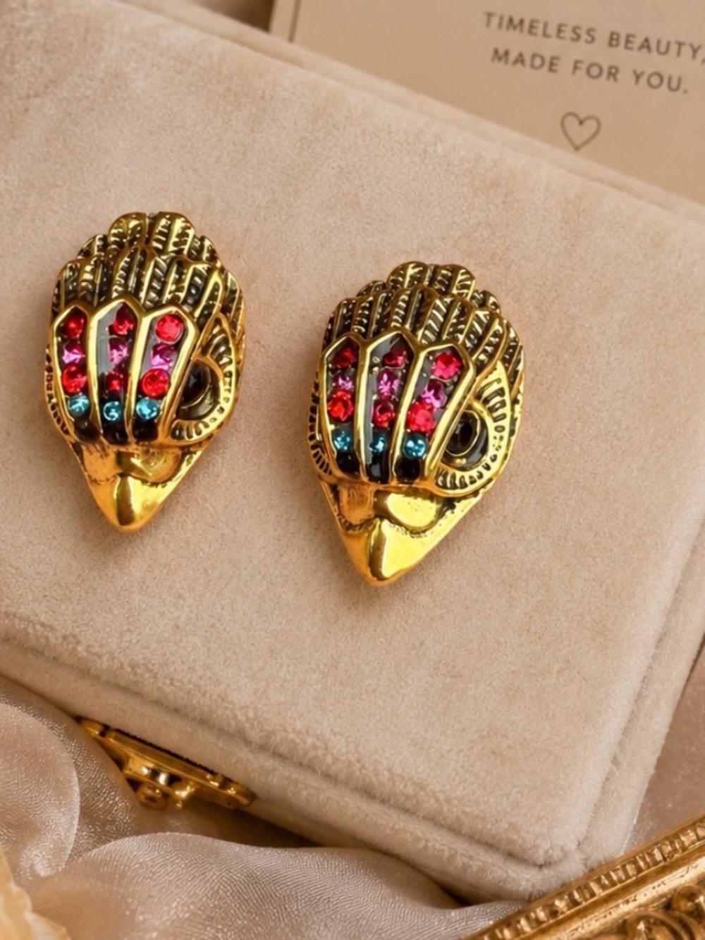antique eagle head earrings